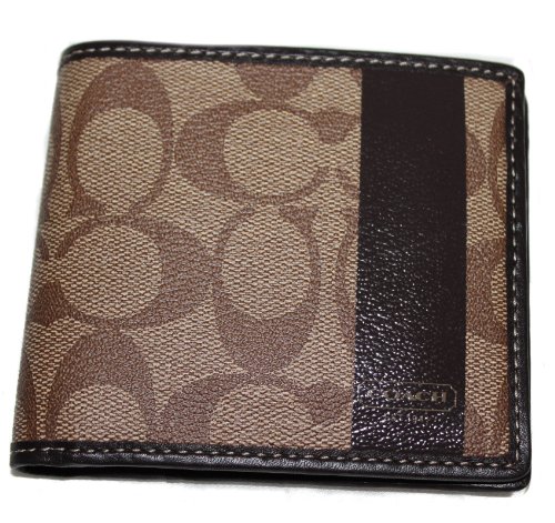 Coach Men's Heritage Khaki Brown Leather Double Billfold Wallet 74512 Coach Wallet