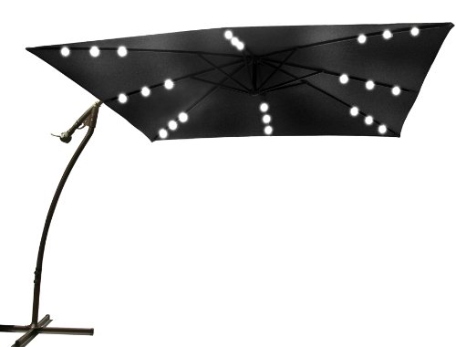 STRONG CAMEL 8'x8' Cantilever Umbrella Solar LED Lights Patio SPA Pool Side Outdoor Garden Cantilever Patio Umbrella