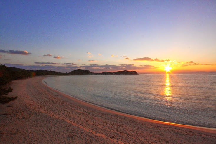 筒城浜海水浴場 朝焼け