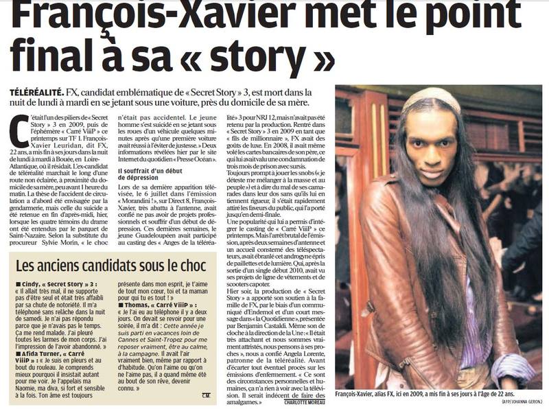 Le Parisien (scan) "Francois Xavier met le point final à sa story" 8Axju