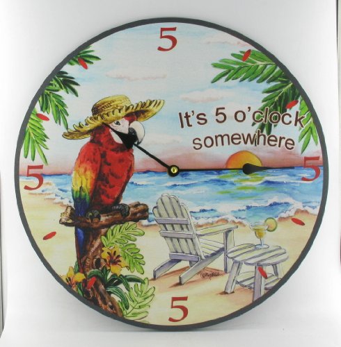 Macaw Parrot Wall Clock Tropical Theme Design Wall Clock Large