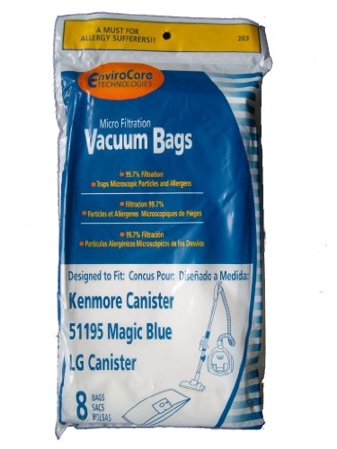 40 Kenmore Type M Sears 51195 Magic Blue LG Vacuum Bags, Ultracare, Canister Vacuum Cleaners, 20-51195, 609323, 21195, 21295, 24195, 21495 Kenmore Vacuum