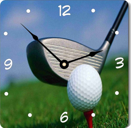 Rikki KnightTM Golf Ball and Tee Art 10" Wall Clock Wall Clock Large