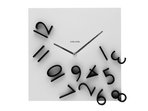 Karlsson Wall Clock Falling Numbers, Black White Wall Clock Large
