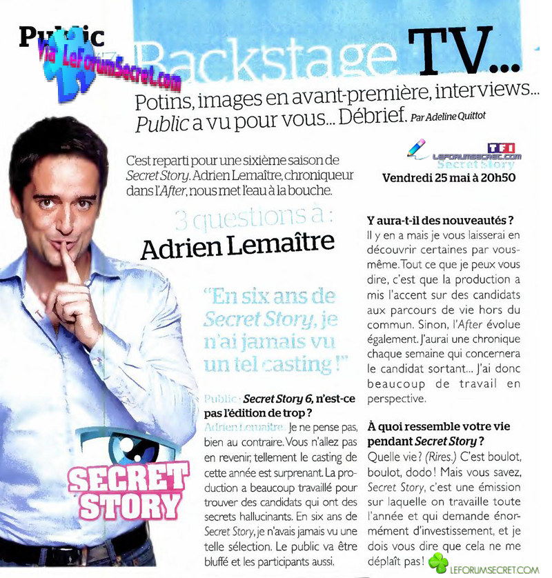 SCAN PUBLIC / Adrien Lemaitre "Vous n'allez pas en revenir et être bluffés, les candidats de Secret Story 6 seront surprenants !" Cuz9Y