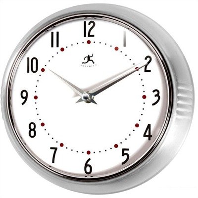 Retro Round Metal Wall Clock In Silver Wall Clock Large