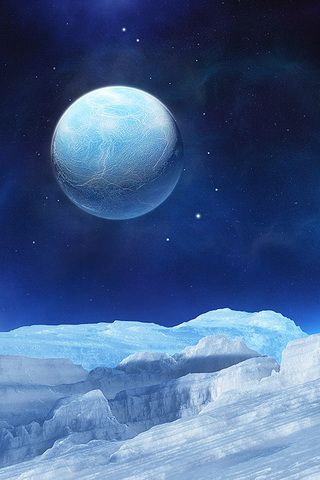 Blue 3D Planet Earth on Winter Wallpaper For iPhone