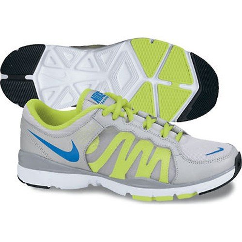 Women's Nike Flex Trainer 2 Training Shoe MTLC PLATINUM/VOLT/WHITE/BLUE GLOW Size 10 Nike Flex