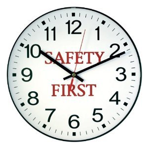 Safety First Wall Shop Clock 12" NEW Large Face Wall Clock Large