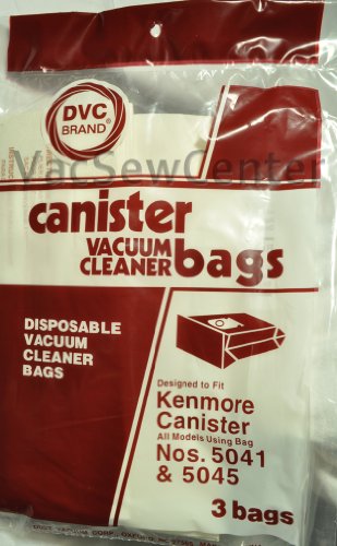 Kenmore Canister Vacuum Cleaner Bags, Number 5041 & 5045, DVC Replacement Brand, designed to fit Kenmore Canister Vacuum Cleaners using Bag Numbers 5041& 5045, 3 bags in pack Kenmore Vacuum