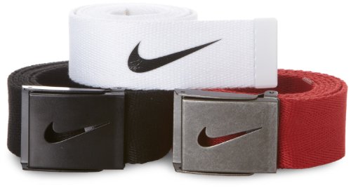 Nike Golf Mens Tech Essentials 3 Pack Belt Gift Set, Black/White/Red, One Size Nike Flex