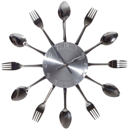 LexMod Fork and Spoon Dining Wall Clock Wall Clock Large