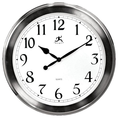 Infinity Instruments The Argent - Faux Brushed Nickel Finish Wall Clock Wall Clock Large