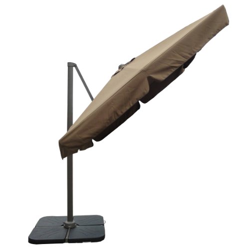 STRONG CAMEL Cantilever Aluminium Umbrella 8'X8' with SUNBRELLA Farbric With Steel Cross Base-COCOA Cantilever Patio Umbrella