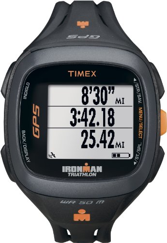 Timex T5K744 Ironman Run Trainer GPS Watch, Black/Orange Running Gps