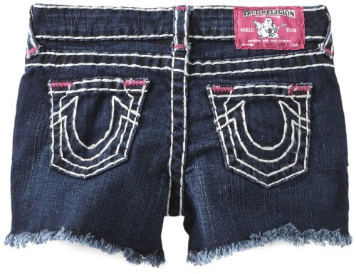 True Religion Girls 7-16 Bobby Cut-Off Short With Bright Fuchsia Bartacks And Matching Back Label, Lonestar, 7 True Religion Jeans