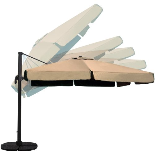 Darlee 10-ft Square Cantilever Umbrella With Base - Brown Cantilever Patio Umbrella