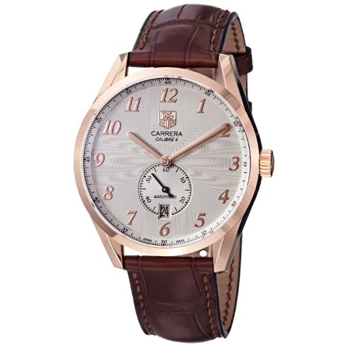 TAG Heuer Men's WAS2140.FC8176 Carrera Silver Dial Leather Strap Automatic Watch Tag Heuer