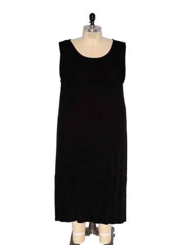 WeBeBop Plus Size Solid Black Crinkle Tank Dress (0X) Plus Size Formal Dress