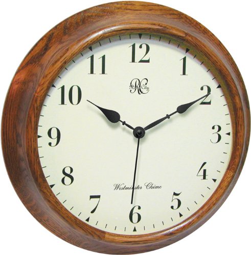 River City Clocks 15 Inch Wood Wall Clock with Four Different Chiming Options - Model # 7100-15 Wall Clock Large