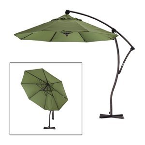 California Umbrella 9 Foot Cantilever Market Umbrella with Deluxe Crank Lift in Sunbrella Black Cantilever Patio Umbrella