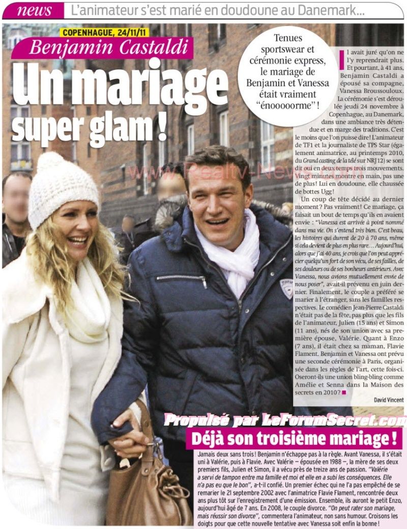 Public (SCAN) : Le mariage de Benjamin Castaldi et et Vanessa Broussouloux au Dannemark. Photo : Bd56i