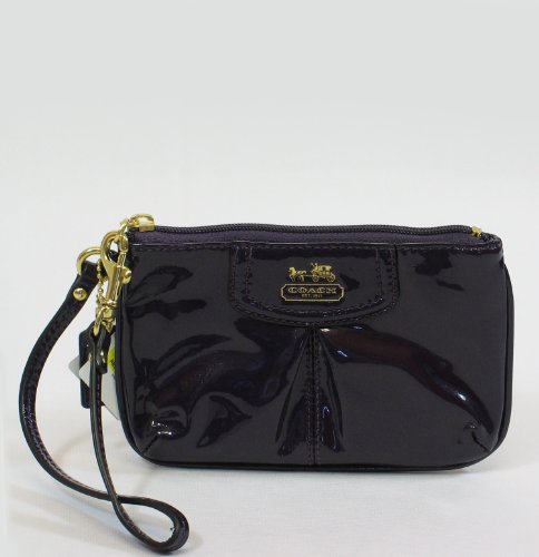 Coach Patent Leather Small Wristlet Wallet Aubergine 46621 Purple Coach Wallet