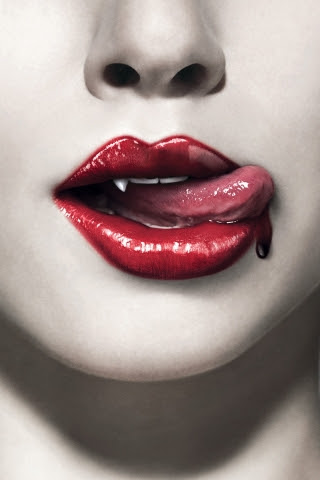 Vampire Lady Mouth with Blood Lipstick HD Picture Wallpaper For iPhone