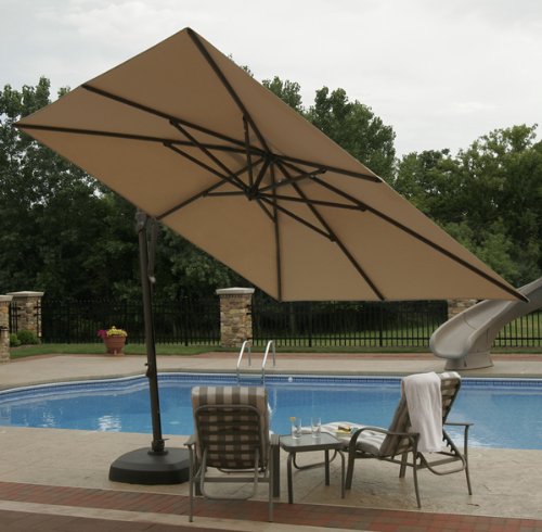 10' Cantilever Umbrella Fabric: Acrylic Terra Cotta Cantilever Patio Umbrella