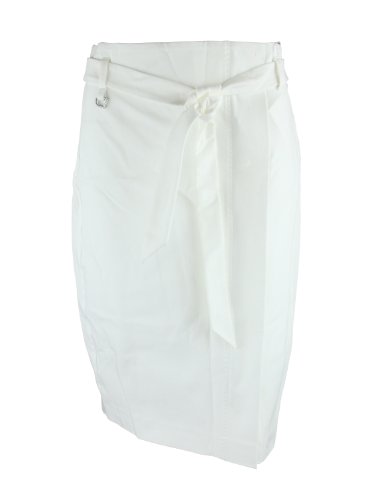 Max Mara Womens White Bonbon Wrap Front Belted Pencil Skirt 42 Image