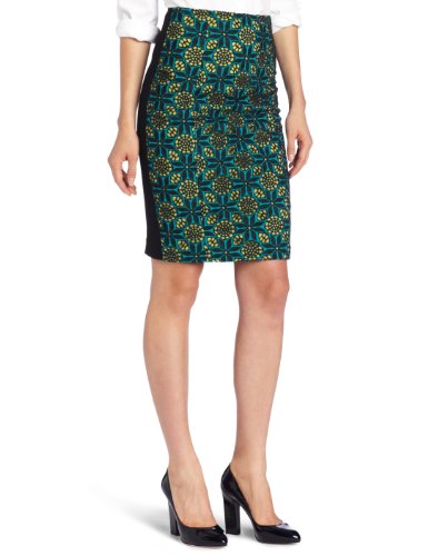 Catherine Malandrino Women's Embroidered Cut-Out Pencil Skirt, Aqua, 0 Image