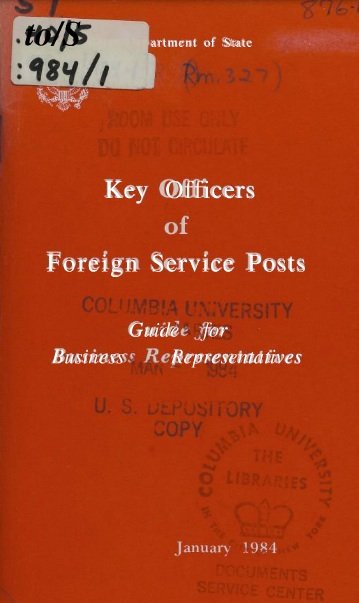 Columbia University copy of State Dept. Manual.