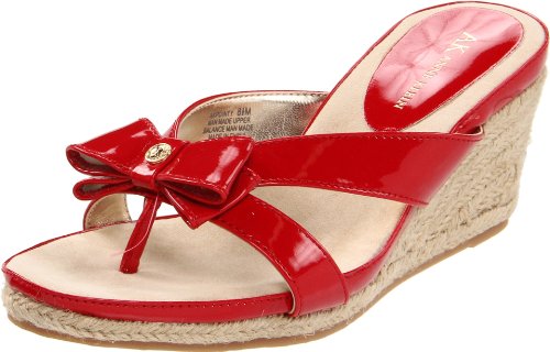 AK Anne Klein Women's Pointy Wedge Sandal,Red Patent,6 M US Image