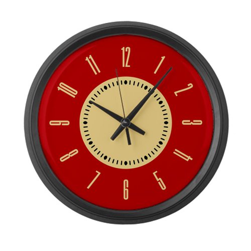 Retro Red Large Wall Clock by CafePress - Black Wall Clock Large