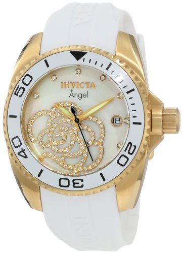 Invicta Women's 0488 Angel Collection Cubic Zirconia Accented Polyurethane Watch Invicta Watches