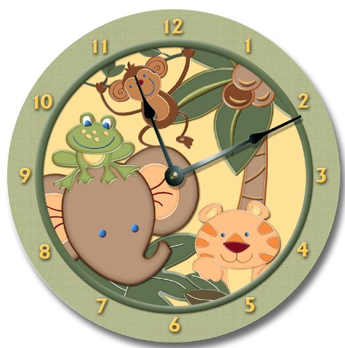 BABY JUNGLE animals safari wall art clock nursery large 10 1/2" Wall Clock Large