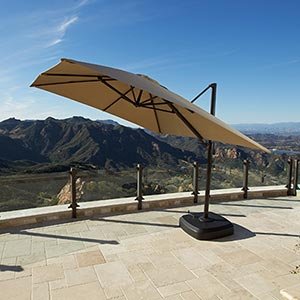 Portofino Signature Resort Umbrella 10' X 10' Sunbrella® Fabric Canopy and Swivel Base. Cover Included Cantilever Patio Umbrella