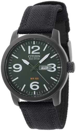 Citizen Men's BM8475-00X Eco-Drive Military Black Plated Steel Canvas Strap Watch