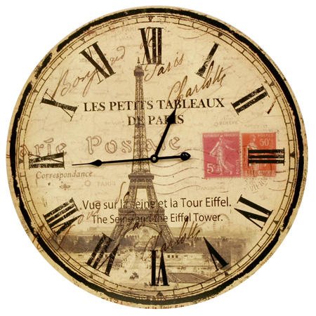 24" Eiffel Tower Wood Wall Clock Wall Clock Large
