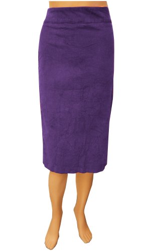 Baby'O Women's Stretch Plush Corduroy Pencil Skirt Violet XX-Large (1X) Image