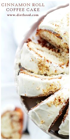 Cinnamon Roll Coffee Cake | <a href="http://www.diethood.com" rel="nofollow" target="_blank">www.diethood.com</a> | All the beautiful flavors of a Cinnamon Roll in a delicious and crumbly coffee cake topped with a sweet Lemon Cream Cheese Frosting.