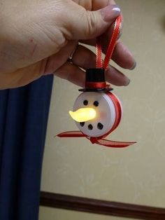 DIY Electric Tea Light Snowman Ornament