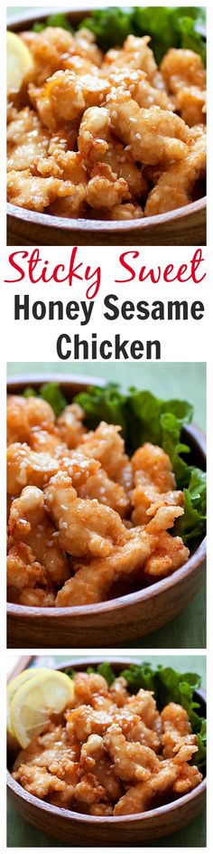Best ever honey sesame chicken. Easy honey sesame chicken recipe with fried chicken pieces in a sticky sweet and savory honey sesame sauce | <a href="http://rasamalaysia.com" rel="nofollow" target="_blank">rasamalaysia.com</a>