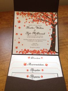 Falling leaves Wedding Invitation Autumn by LittleBoPress on Etsy