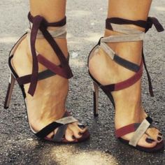 The color combo is amazing. Coffee heeled sandals. Latest arrivals.