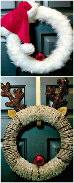 DIY Christmas Wreaths ~ Santa and Rudolph