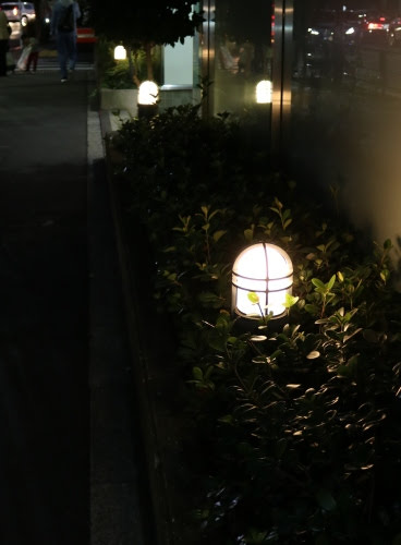 植え込みの電灯