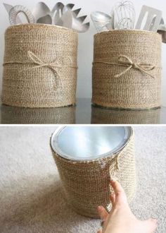 Burlap Coffee Canister | DIY Kitchen Storage Ideas for Small Spaces | Click for Tutorial | DIY Kitchen Organization Ideas by melva