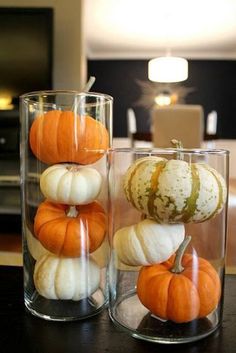 easy fall and halloween decorating ideas with pumpkins for a table center or mantle