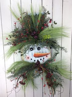 Snowman+Wreath+Winter+Snowman+Wreath+Snowman+Door+Hanger+by+Keleas